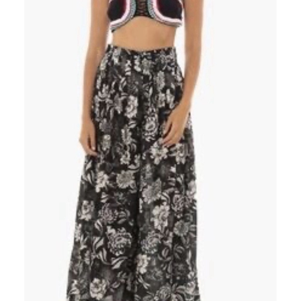 NWT Agua Bendita Black & White Floral  Pants Women's Large